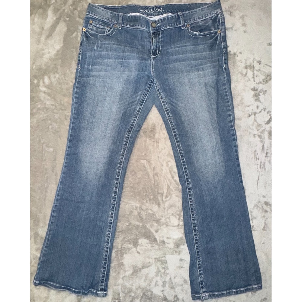 Maurices Jeans Juniors 15/16 Bootcut Thick Stitch Western Whiskered Cowgirl